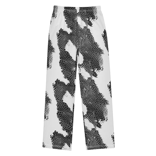 Boys' Pants Black Snake Skin Scales White Long Bottoms Jogger Pants Elastic Waist Trousers with Pockets S-XL