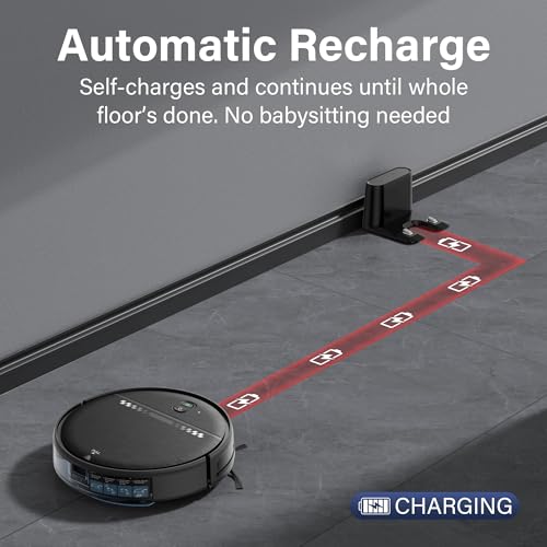 Image of Robot Vacuum and Mop Combo, 2 in 1 Robotic Vacuum Cleaner for Pet Hair, Low Profile Automatic Vacuum Cleaner for Hard Floor and Carpet with App /Voice /Remote Control, Anti-Fall /Anti-Bump, Auto Recharge