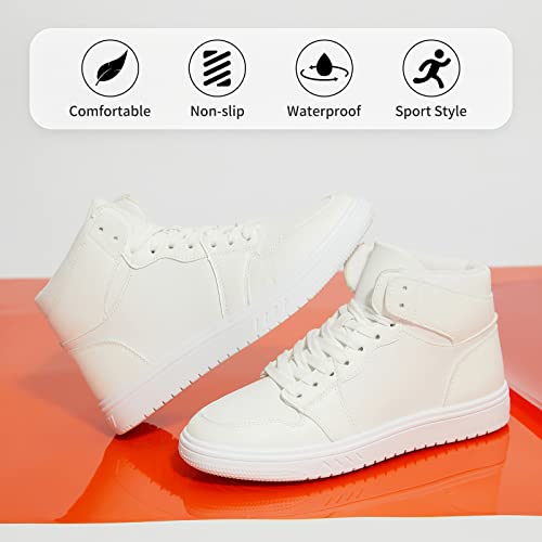 Xrh Womens High Top Sneakers Pu Leather Running Shoes Non Slip Walking Athletic Tennis Shoes For Women Ankle Boot(White.us6) #TOP4