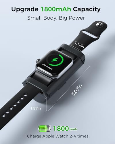 NEWQ Outdoor Power Bank for Apple Watch: Small Portable Magnetic Wireless Charger & Rechargeable 1800mAh Battery Powerbank for Charging iWatch When Camping & Traveling - Image 4