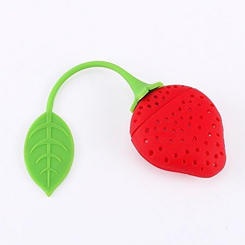 Yosoo Silicone Strawberry Tea Leaf Infuser Strainer for Teapot Teacup Brew Cup, Red/Green