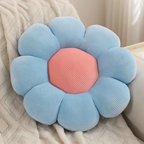 Image of HOKIPO Flower Pillow Fluffy Soft Decorative Throw Pillow Seating Cushion Plush Pillow for Sofa Couch Bed Nursery Props - 42 cm, Soft Blue (AR-6234-BLU)