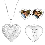 💕Collana con 2 foto e testo:Questa collana personalizzata consente di inserire 2 foto personali all’interno del cuore e aggiungere un testo sul gioiello. Ideale per nomi, date, parole affettuose o brevi messaggi per realizzare un regalo unico.