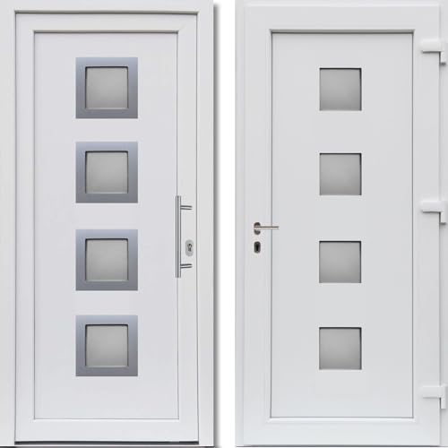 kuporta Kunststoff Haustür nach Maß Kellertür Modena Size weiß DIN rechts nach außen öffnend mit Stoßgriff-Set