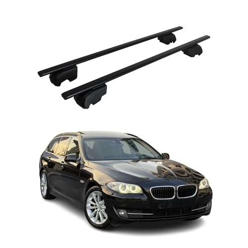 OMAC Dachträger Grundtäger kompatibel mit BMW 5er F11 Touring 2009-2017 Metall 75kg Schwarz 2tlg Geschlossene Reling für Fahrradträger, Dachboxen, Skiträger Abschließbar OMAC Dachträger Grundtäger kompatibel mit BMW 5er F11 Touring 2009-2017 Metall 75kg Schwarz 2tlg Geschlossene Reling für Fahrradträger, Dachboxen, Skiträger Abschließbar