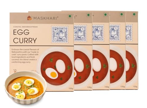 Image of Maskhari Ready to Eat Egg Curry Paste, Pack of 5 x 150g | Instant Indian Curry Base | Authentic Maharashtrian Egg Curry | Ready to Cook | No Preservatives | No Artificial Colors | Heat & Eat