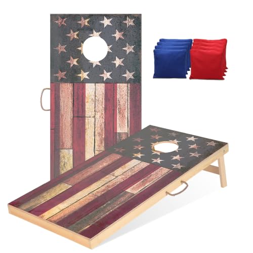 Image of Sportdo 4x2 ft Solid Wood Cornhole Set with 8 Bean Bags, Regulation Size Cornhole Board Set for Adults, Cornhole Game Set for Tailgate Backyard Toss Games Indoor&Outdoor Activities