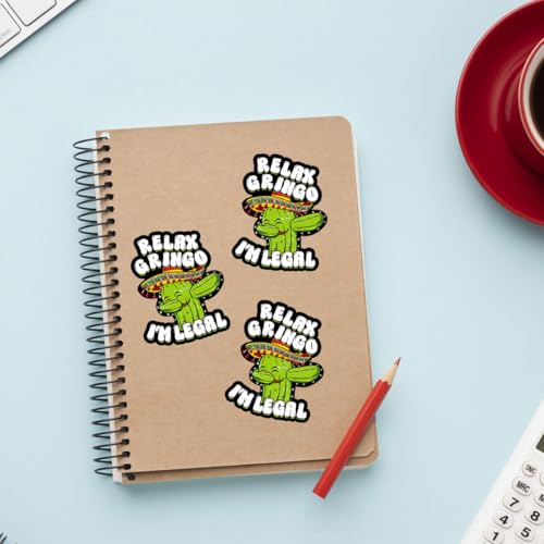 Image of 3 Pcs Relax Gringo Im Legal Sticker, Relax Gringo Im Legal Sticker for Car, Relax Gringo Calcomanias De Mexico Funny Immigrant Calcomanias Mexico Mexican Cactus Stickers for Truck Car Helmet (G1)