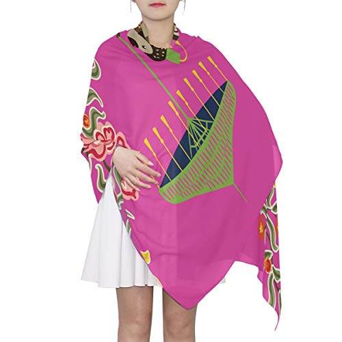 Japanese Fishes Colorful Women Long Silk Scarf Shawl Wrap Stole2