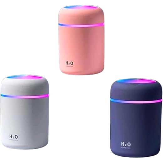 BLOKMELODY Air Humidifier | Portable, Cool Mist Humidifier | 300 ML Capacity, Auto Shut Off, 2 Mist Modes, LED Night Light, USB Powered (Multicolor)