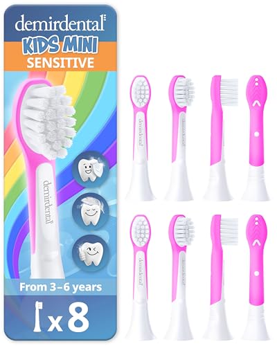 Têtes de rechange sensibles pour brosse à dents électrique compact enfants 3 à 6 ans lot de 8