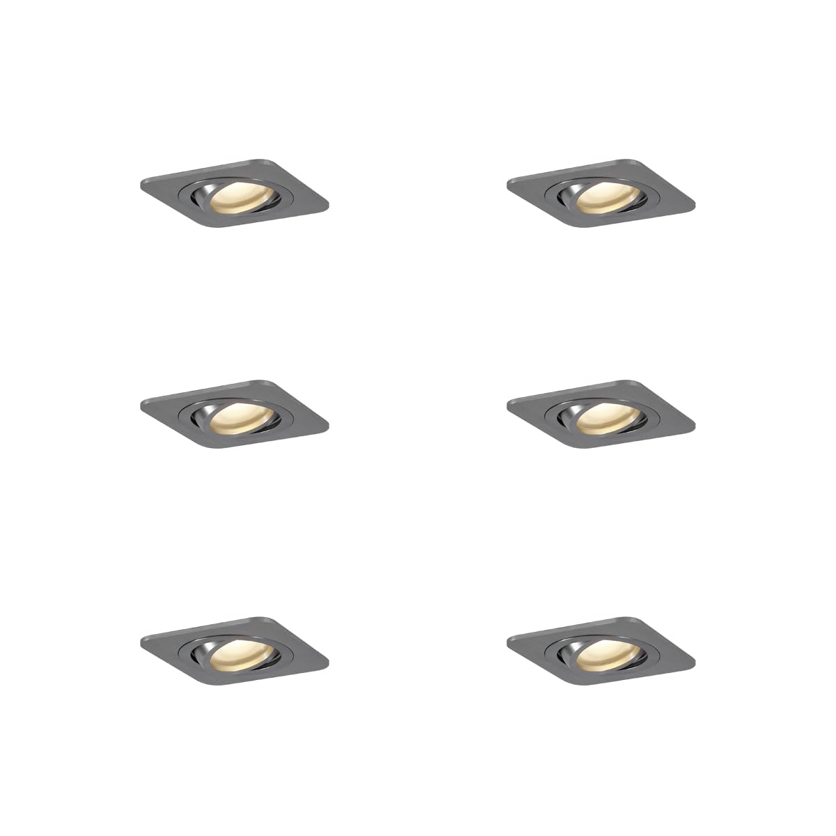 Qazqa Gunmetal Recessed Spotlight, Downlight - Alberto - 9Cm, Square, Ip44, Indoor, Set Of 6