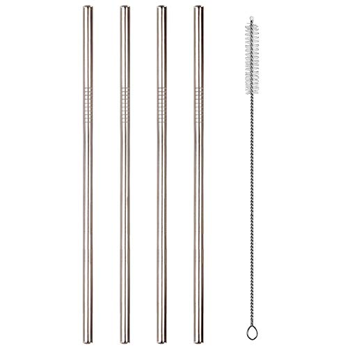 Set of 4 Stainless Steel Straws for 30oz 20oz Tumblers Cups Mugs, Alotpower Metal Drinking Straw with Cleaning Brush for 30 20 Ounce Yeti Rambler Rtic Ozark Trail