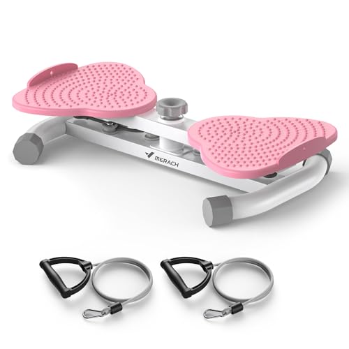 MERACH Hüfttwister, Twist Waist Platte mit 2 Widerstandsschnüren für Schlanke Taille und Core-Bauchmuskeltraining, Max 136 KG, Geräuschloses Heimtrainingsgerät für Frauen und Männer, MR-2465W1