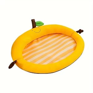 Cat Bed,Orange-Shaped,Oval Design, 17.7in x 13.8in, Non-Slip Bottom, Comfortable Pillow Edges for Cats to Rest Their Heads