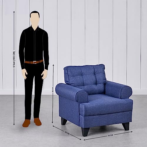 Image of Home Centre | Helios California | Fabric|Solid Wood | 1 Seater Sofas | Blue | 1 Year Warranty
