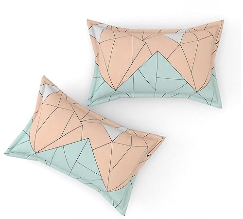 Image of Premium Cotton Fitted Bedsheets with 2 Pillow Covers for King Bed | 200-220 TC | Size 78x72+10 Inches | The Home Style Pastel Green Beige | Soft, Durable, All-Around Elastic Luxury Collections