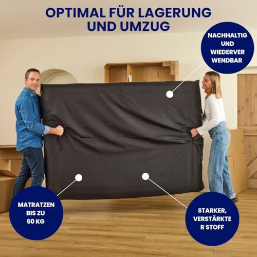 Dreamway - Matratzenhülle 140 x 200 cm zur Legerung und Umzug - Dicke 30cm- Aufbewahrungstasche für Matratzen mit Reißverschluss - Oeko-Tex Zertifiziert