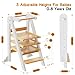 Toddler Tower, Foldable Step Stool for Toddlers, Toddler Kitchen Stool Helper with 3 Adjustable Height Safty Rail and Anti-Tip Structure, Learning Tower for Toddlers Baby Kids