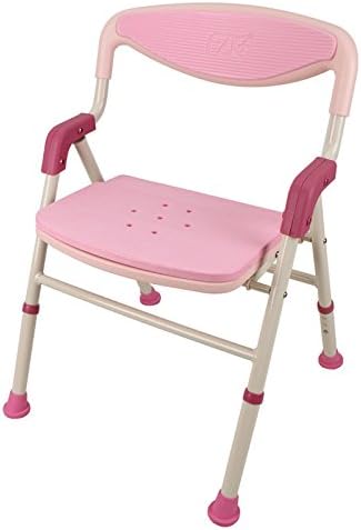 HDENDEN Collapsible Shower Stool Chair Aluminum Alloy Adjustable Pink Blue Shower Chair Be Applicable In Elderly Disabled Pregnant Woman Child,Pink