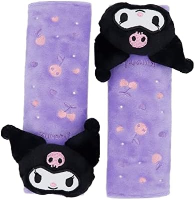 X-COSTUME 2 Pcs Kuromi Car Seat Belt Cushions Shoulder Pad -Cute Plush Soft Belt Kawaii Protector Cushions Shoulder Pads for a More Comfortable Driving