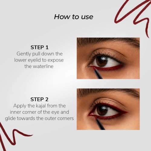 Image of LoveChild Masaba Colored Kajal, Mysore Maroon(Maroon)- Intense Color, Smooth Glide, Waterproof, Smudge-Proof Eye Pencil with Almond Oil, 0.3 g