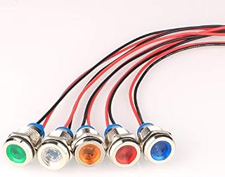 Gebildet 5Pcs 12mm 230V AC LED Metal Indicator Light Waterproof Signal Lamp (Green Orange Red Blue White 5Pcs)