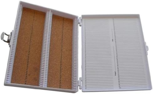 Heathrow Scientific HD15994E White Cork Lined 100 Place Microscope Slide Box, 8.25" Length x 7" Width x 1.3" Height