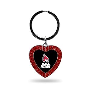 Rico Industries NCAA Ball State Cardinals NCAA Rhinestone Heart Colored Keychain, Red, 3-inches in length
