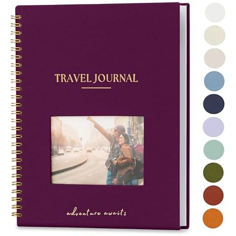 Travel Journal for Women, Men with Prompts – Travel Scrapbook, Diary, Bucketlist, Roadtrip & Adventure Journal, Travel Planner Gift, Undated World Travel Journal, Couples, Teens (Plum) Cover