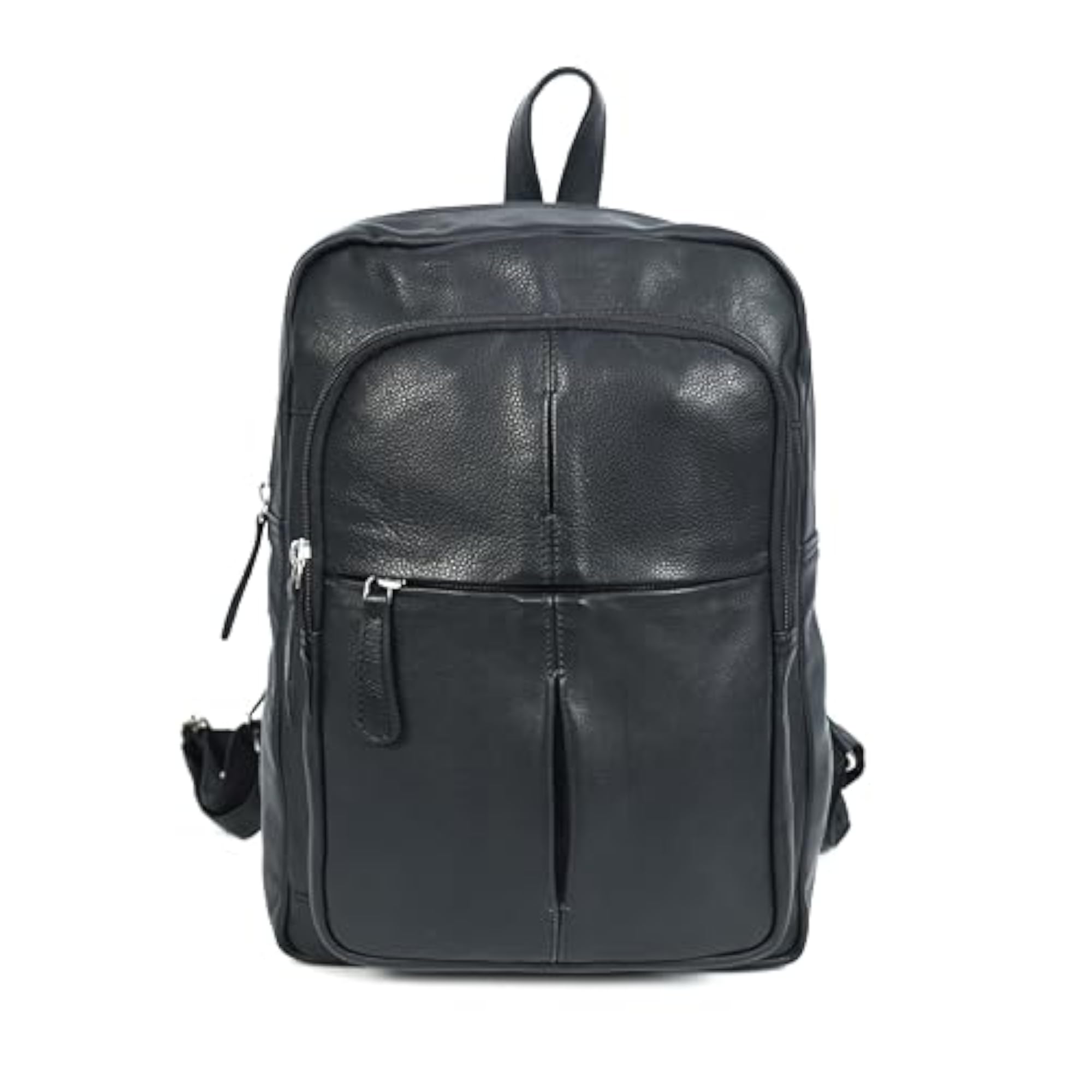 Premium Genuine Leather Multi-Zip Backpack with Organizer