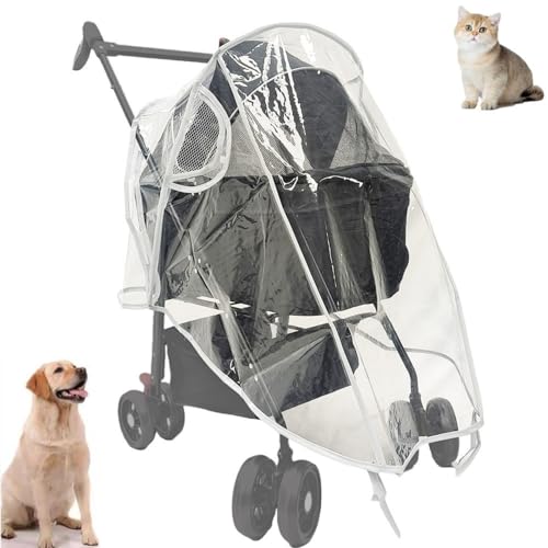 Image of Dog Stroller Accessories，Unisize Pet Stroller Rain Cover, EVA Transparent Waterproof & Windproof Cover for Snow Rain Wind, Foldable Universal Fit for Most Dog & Cat Strollers