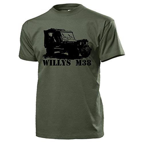 Design/stampa dalla Germania. Willys M38 Us Army Militario fuoristrada Oldtimer USA Willys MB T Shirt #17109 oliva M