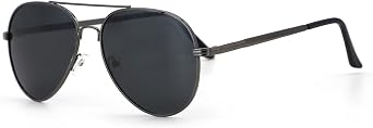 CHEERYMAGIC Pilot Sunglasses Mens, Polarised Sunglasses Men Women, Classic Retro Black Glasses, Metal Framed Sunglasses UV400 Protection for Driving Traveling Fishing A9-HMKTYJ