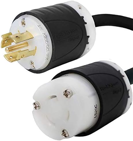NEMA L21-20P to L5-20R Plug Adapter - 1 Foot, 20A/120V, 12 AWG - Iron Box # IBX-5163-01