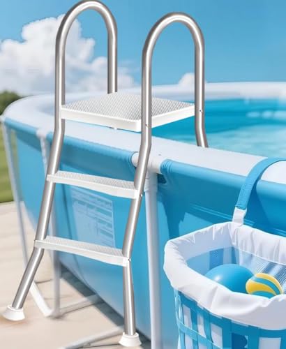 Escalera para piscina elevada de 4 peldaños acero inoxidable miniatura 1