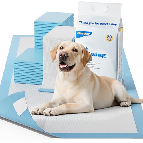 Empapadores Perros Extra Grandes 60x90cm - Barpor Almohadillas Higiénicas Desechables 6 Capas Super Absorbentes, A Prueba de Fugas, Secado Rápido, Antideslizantes, para Perros Grandes, 20 Unidades