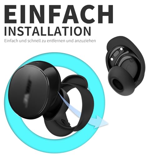 Kompatibel mit New Bose QuietComfort Earbuds - 3 Paare Silikon-Ersatz-Ohrstöpsel, Wasserdicht & rutschfest, Größen S/M/L (schwarz)