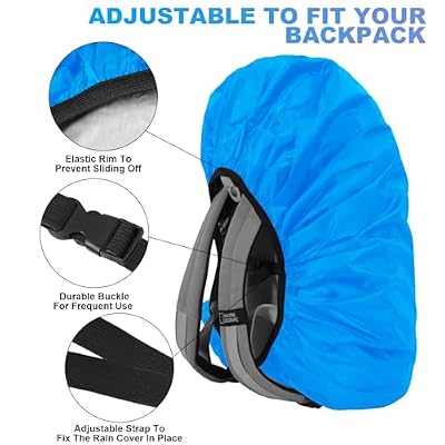 LAMA 2pcs Waterproof Rain Cover for Backpack, Reflective Rainproof Protector for Anti-dust and Anti-Theft M 30L-40L Black