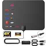 Grithope 室内アンテナ【第3世代高感度信号＆強力ブースター搭載】4K/1080p対応 HDTV 地デジ テレビアンテナ 最強 受信距離600KM 360°全方位受信 超薄型 USB給電式 VHF/UHF兼用 高感度 高性能 全チャンネル対応 無料視聴 簡単設置 日本語取扱説明書付き（ブラック）