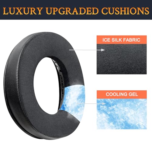 Image of SOULWIT Cooling Gel Replacement Earpads for Beyerdynamic DT 770 /DT770 PRO /DT511 /DT801 /DT831 /DT901 /HS300 /MMX300 /Custom One PRO Plus /Custom Studio, Ear Pads Cushions with Ice Silk Fabric - Black