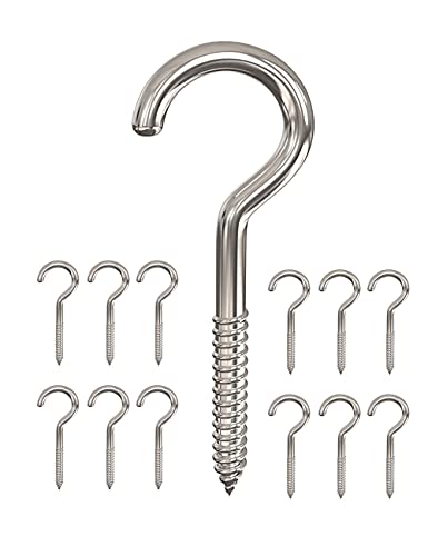 12Pcs Screw-in Hook Self-Tapping Screw Hooks Open Eye Hooks Heavy-Duty Screw Hooks for Home, Office and Outdoor use, Lighting Hook Racks 3.2 inches