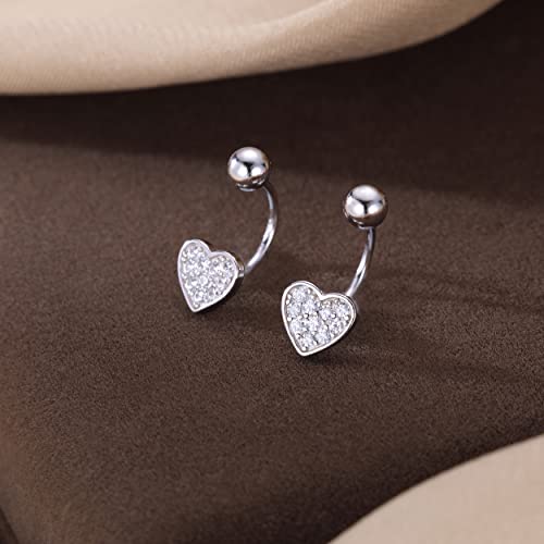 SLUYNZ Sterling Silver Small CZ Heart Half Hoop Earrings for Women Teens Love Half Hoop Earrings Cartilage Helix Piercing Ball Studs Earrings for Valentines Day3