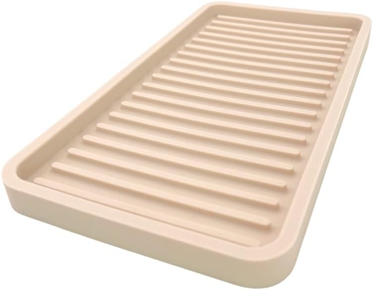 Happitasa - Bandeja organizadora para fregadero de cocina de silicona, soporte de esponja y protector de encimera, estilo de líneas rectas (dólar de