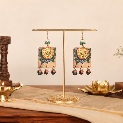 Image of Handcrafted Boho & Ethnic Earrings for Women - Wooden & Brass Statement Designs in Loop, Swing & Motif Styles
