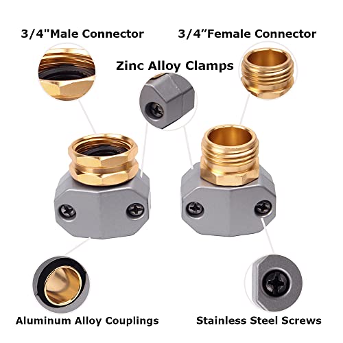 Garden Hose Repair Kit, Hose Connectors Water Fittings, Male And Female Solid Aluminum Alloy Connectors, Solid Brass Quick Release Hose Connector, Suitable For 3/4 Inch #TOP1