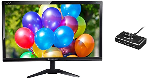 ZEBRONICS A22FHD LED 54.6cm (21.5″) 1920×1080 FHD Resolution Monitor with HDMI + VGA Dual Input & Zeb-100HB 4 Ports USB Hub for Laptop, PC Computers, Plug & Play, Backward Compatible – Black