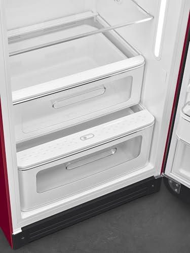 Image of Smeg Retro Style FAB28 50s Style Refrigerator, Right Hinge, Ruby Red, Matte Finish - 9.93 Cu. Ft. - Made in Italy