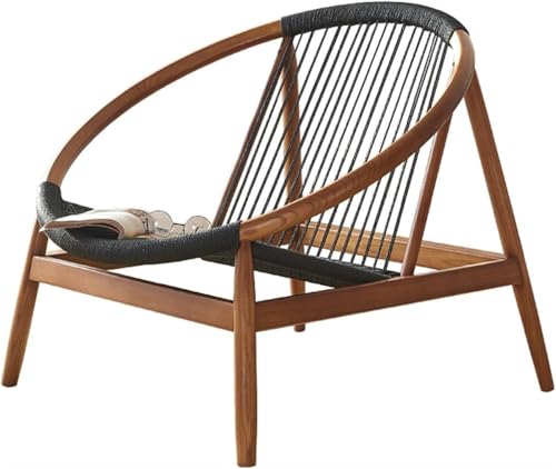 Fauteuil Canapé en Bois Élégant, Fauteuil De Loisirs en Corde De Chanvre, Fauteuil Inclinable Simple for Balcon, Chaise Longue for Patio, Arrière-Cour Et...