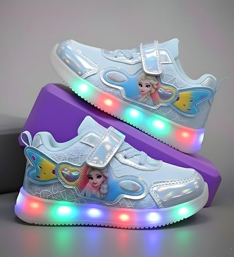 Image of HOOH Kids Girls Light Up Walking Shoes with Velcro Closure for up to 10 Years
